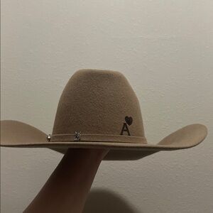 Tan Cowboy Hat with Heart and “A” Initial